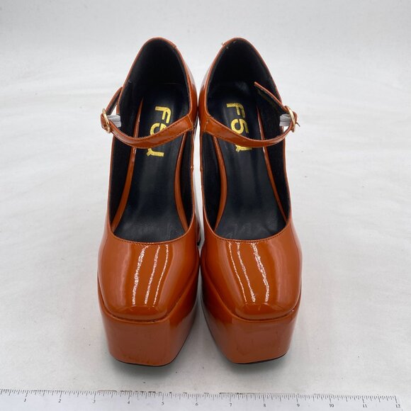 FSJ Brown Closed Toe Chunky Heel Mary Jane Platform Pumps Block Heel Dress Shoes - Picture 3 of 8